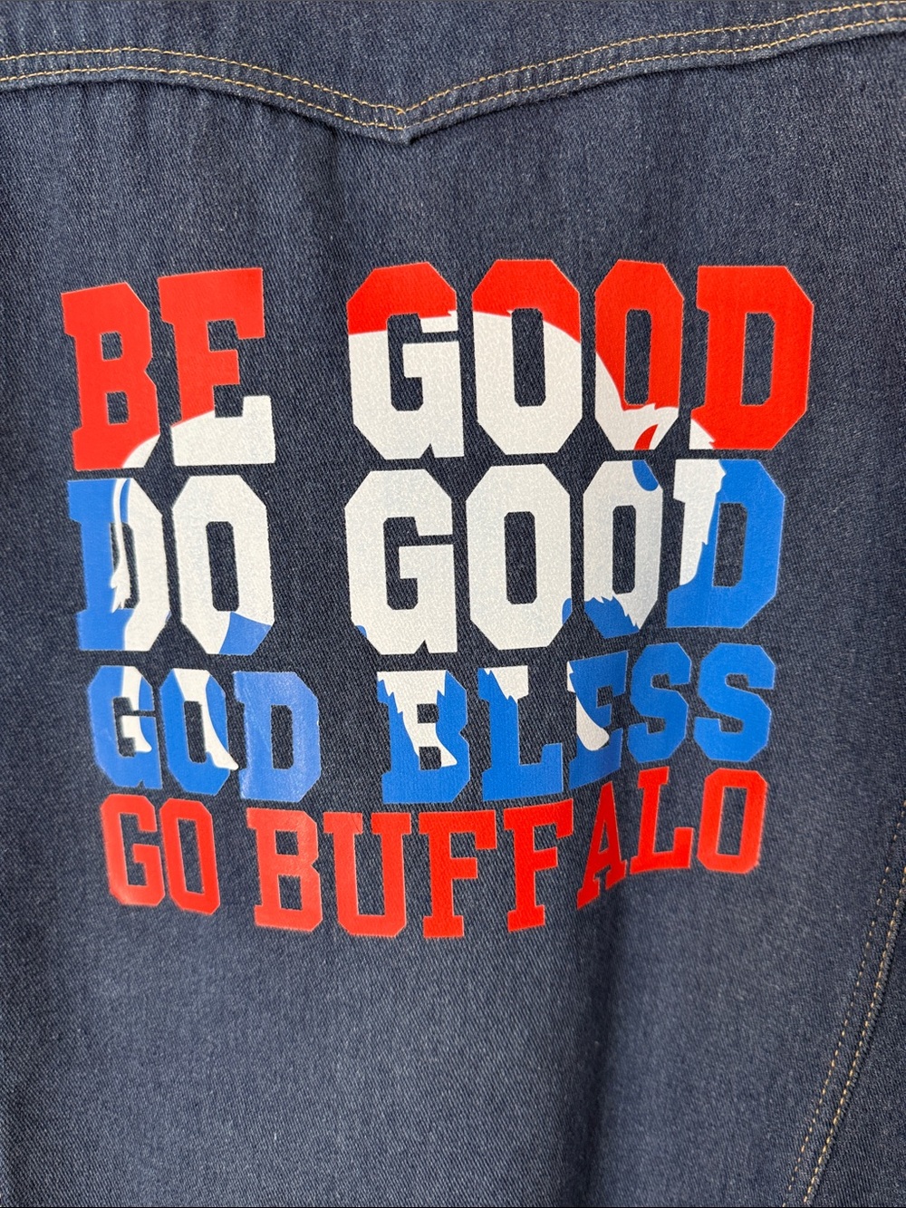 Upcycled Buffalo Bills Fleece Lined Denim Jacket